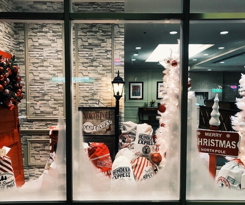 Christmas-themed storefront