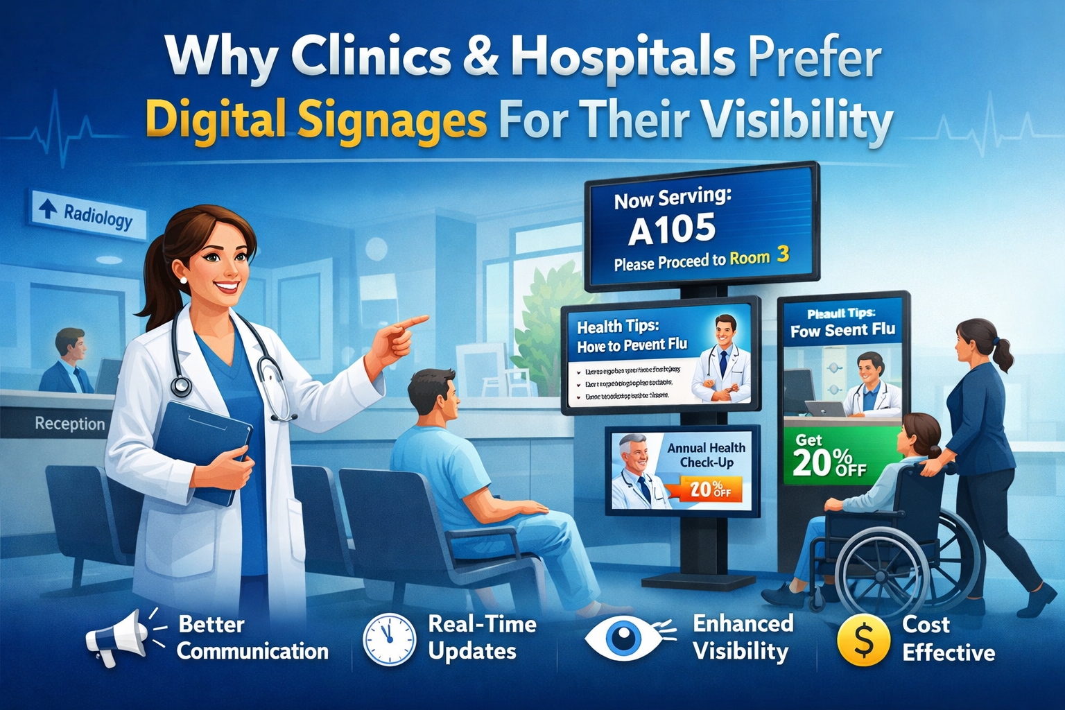 Why Clinics & Hospitals prefer Digital Signages for their visibility